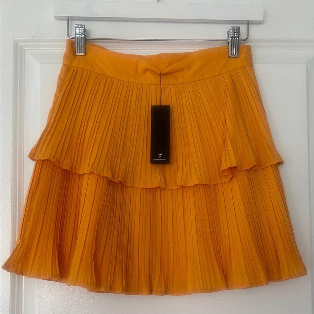 Lulu's Vibrant Orange Pleated Mini Skirt
